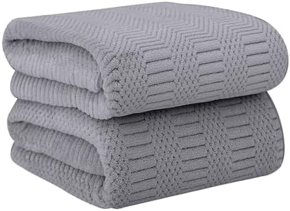 JML Microfiber Bath Towels with Hanging Hook, Set of 2, 30" x 60", Gray by JML