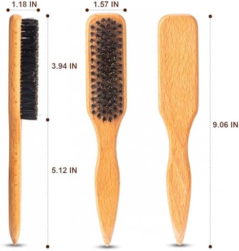 ZVOREI 5pcs Boar Bristle Slick Back Hair Brush Set, Pink - Image 7