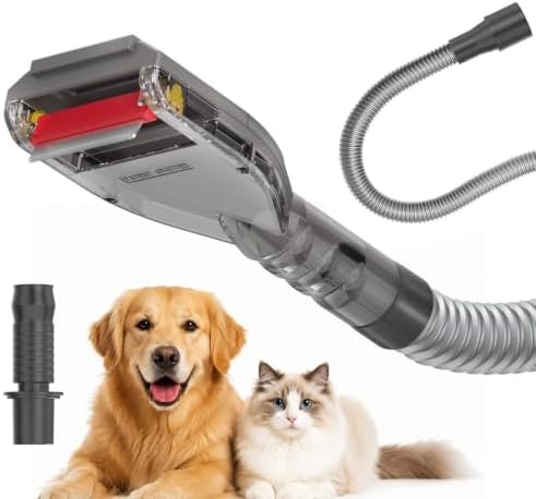 Dog Hair Grooming Brush Vacuum Attachment for 1" to 1-3/4" Various Size Vacuum Cleaners, Pet Shedding Tool with Extension Hose, Adapter and Storage Bag by Unknown