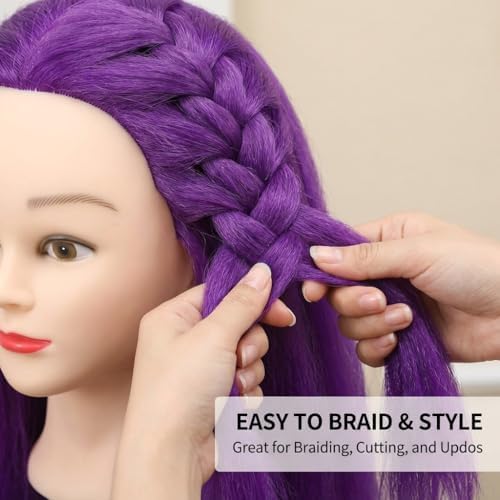 100% Real Hair Mannequin Head Training Head Manikin Cosmetology Doll Head for Hairdresser Practice Braiding Hair Styling with Clamp stand (18-inch) - Image 6