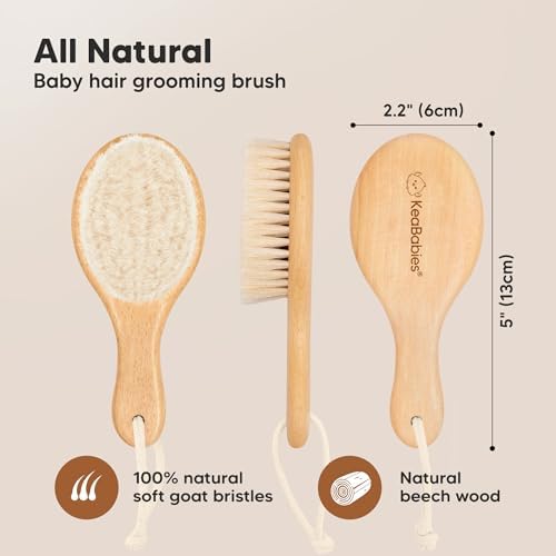 Wooden Baby Hair Brush for Toddler, Infant Cradle Cap (Walnut, Petite) - Image 2