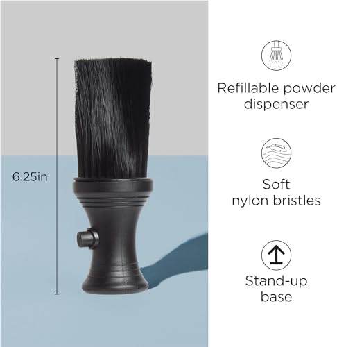Diane Neck Duster Brush for Hair Cutting, Removes Loose Hair from Neckline and Ears, Barber Supplies and Salon Accessories, Soft Nylon Bristles, Stand Up Base, 6.25” wtih Powder Dispenser - Image 2