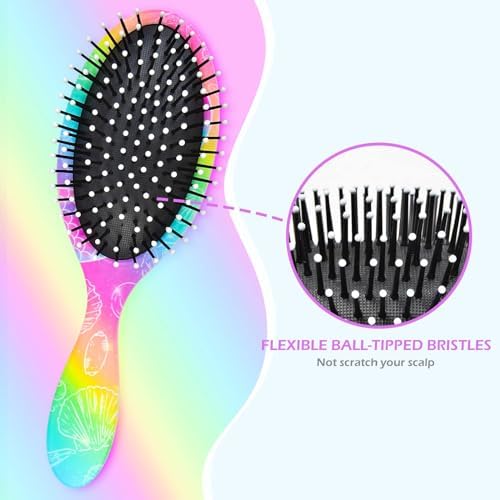 Kids Hair Brush Girls, Toddler Wet Dry Detangling Hair Brush for Curly Thick Hair Pain-Free Comb Girls Kids Women Unicorn Mermaid - Image 5