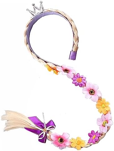 Long Braided Wig Princess Hairpiece Braid Girls Cosplay Headband Hair Dess up Accessories for Girls (E) by Yosbabe