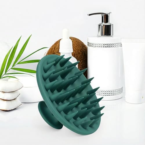 Meartchy Silicone Scalp Massager Shampoo Brush, Scalp Brush for Hair Growth & Dandruff Removal, Hair Scrubber Scalp Stimulator Exfoliator Brush with Soft Bristles for Wet Dry Scalp Care (Dark Green) - Image 5