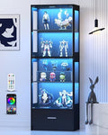 Lamtor 67" Display Cabinet with Glass Doors and 1 Drawer | Black by Lamtor