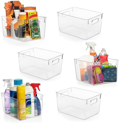 ClearSpace Clear Plastic Storage Bins, Pantry & Cabinet Organizer, 6 Pack by ClearSpace