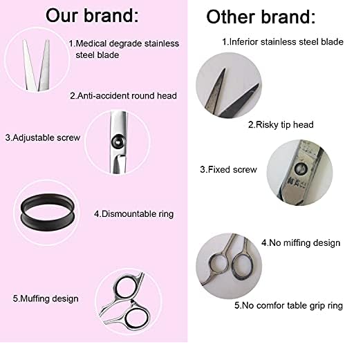 Hair Cutting Scissors Thinning Shears- Fcysy Professional Barber Sharp Hair Scissors Hairdressing Shears Kit with Haircut Accessories in Leather Case for Cutting Styling Hair for Women Men Pet - Image 3