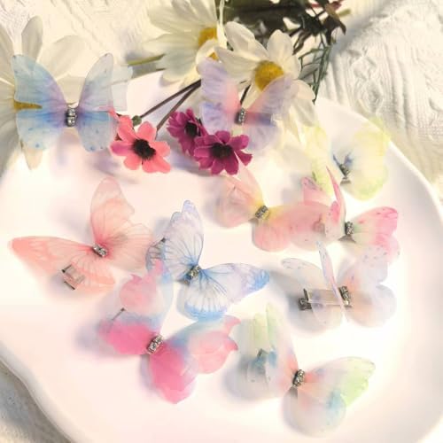 Hair Decoration Butterfly Clip-Moving Butterfly Hair Clips for Girls (Colorful A-10PCS) - Image 2