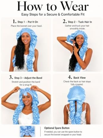 Double Layer Slik Like Satin Bonnet, 33-43" XXL Bonnet for Braids Long Hair - Image 6