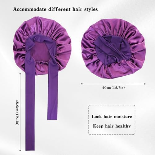 my novel things 3Pcs Satin Bonnet for Sleeping Women Adjustable Tie Band - Image 2