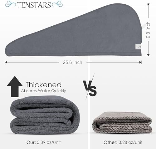 TENSTARS Hair Towel Wrap for All Hair Types, 5 Pack Microfiber Turban - Image 7