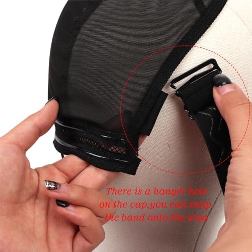 Wig Cap with Drawstring & Wig Grip Band for Lace Front Wigs, Non Slip Breathable Semi Spliced Cap, Secure Fit for All Wig Types, Comfortable for Daily Wear (5x5) - Image 6