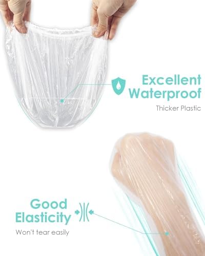 Auban 100PCS Disposable Shower Caps, Hair Cap Large Plastic Clear Thick Waterproof Bath Caps For Women, Hotel Travel Essentials Accessories Deep Conditioning Hair Care Cleaning Supplies(17.3") - Image 4