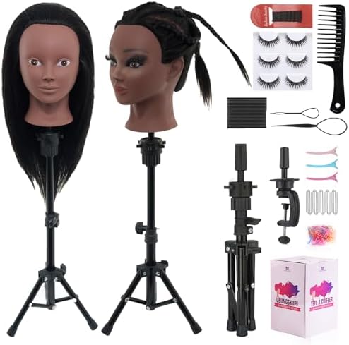 18" 100% Real Hair Mannequin Head with Stand for Makeup Practice by NeverlandBeautyHealth