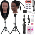 18" 100% Real Hair Mannequin Head with Stand for Makeup Practice by NeverlandBeautyHealth