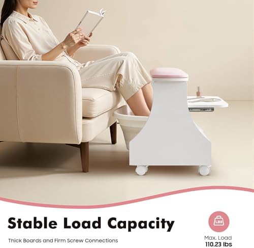 Pedicure Foot Rest Trolley with Wheels and Drawer - Image 4