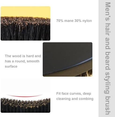 Wave Brush, Beard Brush for Men, 8x2 Inch Curved Wave Brush with Ergonomic Handle, Nylon & Boar Bristle Hair Brush, Styling Wooden Beard Brush for Home, Salon, Beard Brush - Image 5