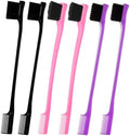 6Pack Double Sided Edge Control Hair Brush，Pink Purple Black by Chayumda