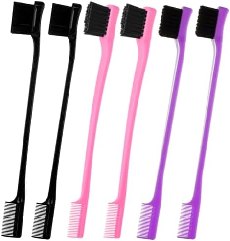 6Pack Double Sided Edge Control Hair Brush，Pink Purple Black by Chayumda