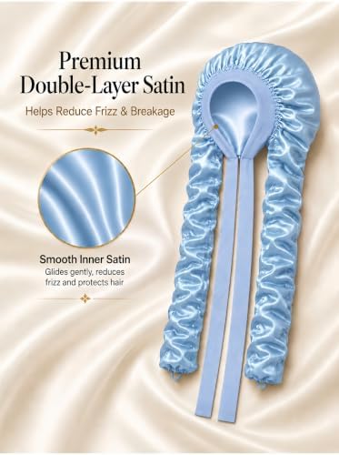 Double Layer Slik Like Satin Bonnet, 33-43" XXL Bonnet for Braids Long Hair - Image 3