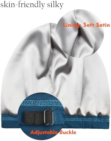 3 Size Satin Lined Sleep Caps for Braids,Dreadlocks Natural Curly Hair Adjustable - Image 2
