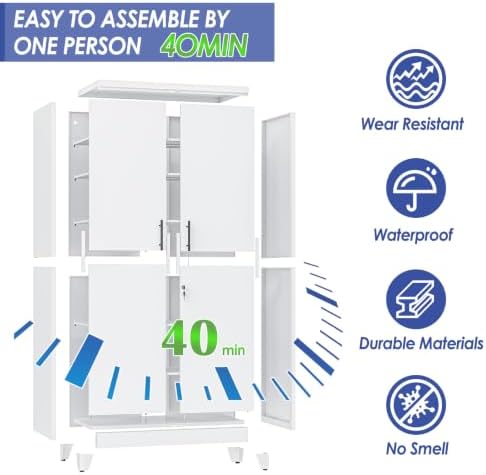 78.7 Metal Garage Storage Cabinet with Locking Doors - Image 5