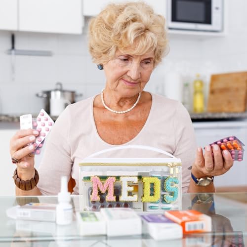 Geetery Meds Travel Bag White, Meds Chenille Letter Clear - Image 6