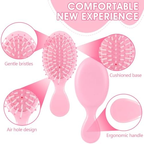 12 Pack Mini Detangling Brushes for Wet & Dry Hair, Compact Travel Hairbrush for Teens & Adults, Perfect for Bridesmaid Gifts, Party Favors & Stocking Stuffers (Pink) - Image 3