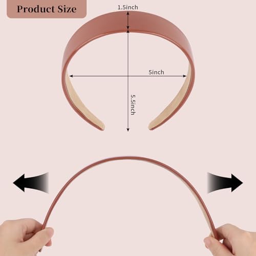 Brown Headband Faux Leather Thin Hairband Halloween Head Bands for Womens & Girls Hair Solid Simple Holiday Cosplay Head Bands Brown Hair Accessories for Women Girls - Image 2