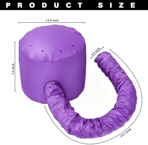 Hooded Hair Dryer Bonnet, Fast Drying Bonnet Hair Dryer for Natural Hair, Deep Conditioning Styling Curl Enhancing, Adjustable Fit Portable Lightweight for Travel（Purple） - Image 6