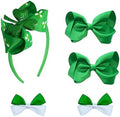 St. Patrick's Day Grosgrain Ribbon Alligator Hair Clips and Accessories - Solid Color Toddler Hair Bows 4PCS by JUCCPUL