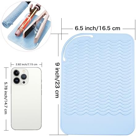 Heysam Silicone Mat for Hair Tools Curling Iron Mat, Flat Iron Mat Heat Resistant for Hair Straightener and Hair Curlers Hot Tools Curling Irons Pad Mat, Blue - Image 5