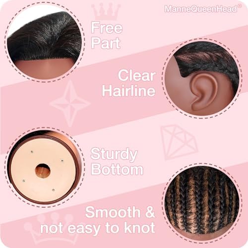 14" Mannequin Head Human Hair for Braiding Styling with stand - Image 5