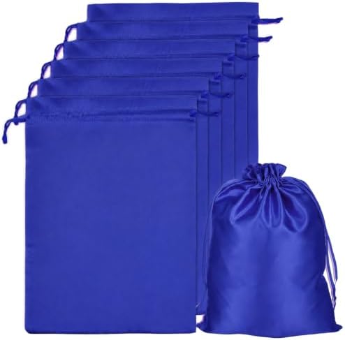 6Pcs Wig Bags with Satin Drawstring, Pink Silk Hair Storage Bags for Multiple Wigs, Bundles, Extensions (Blue) by Unknown