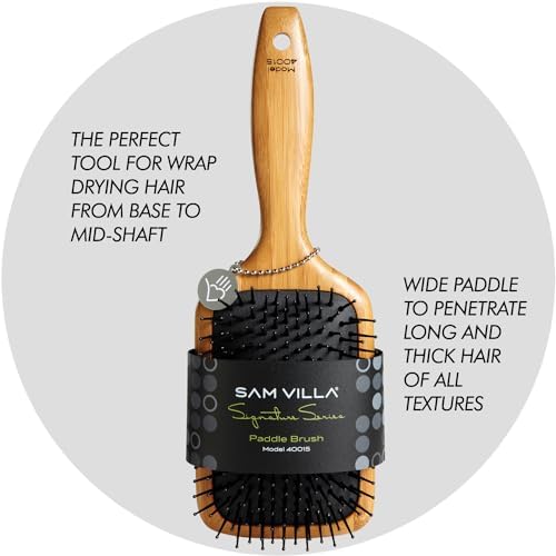 Sam Villa Signature Series Wooden Paddle Brush, Wide, Tourmaline-Infused - Image 6