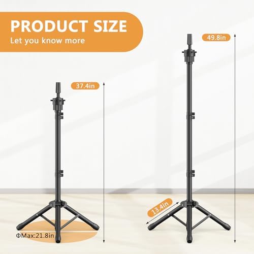 Wig Head Stand 50 Inches, Height Adjustable Tripod Wig Stand, Salon Mannequin Head Stand with Anti-Slip Base for Styling, Wig Display Barber Training, Beauty School​ (Black) - Image 3