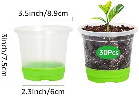 MIXC Clear Nursery Pots with Silicone Base, 3.5-Inch, 30-Pack - Image 2