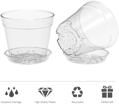 WSMKSZ 4 Inch Clear Nursery Pots, Set of 30 Transparent Plant Flower Pots for Small Indoor Plants with Drainage Holes & Trays, Plastic Seedling Starter Pots for Various Plants - Image 4