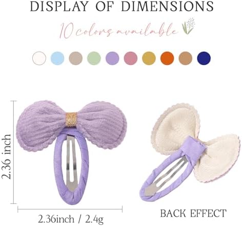 YHXX YLEN 20PCS Baby Bow Hair Clips, Soft Fully Wrapped Toddler Hair Clips - Image 2