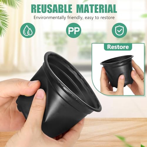 120 Pack 4 Inch Nursery Pots for Plants, Plastic Seeds Starter Pots with Drainage Holes, Small Plastic Plant Pots for Succulents Seedling Cutting Transplanting - Image 3