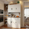 DIYART 71 Inch White Pantry Cabinet with Power Outlet, Heavy-Duty Freestanding Kitchen Storage Organizer with Reinforced Frame, Pantry Hutch for Kitchen, Dining Room, Laundry Room by DIYART