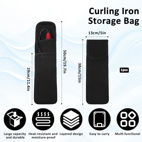 Curling Iron Holder Travel Women's Heat Resistant Curling Irons Case Curlings Wand Travel Storage Bag for Hair Straightener Curlings Irons Flat Iron Hair Tool Organizer for Home, Travel (Black) - Image 3