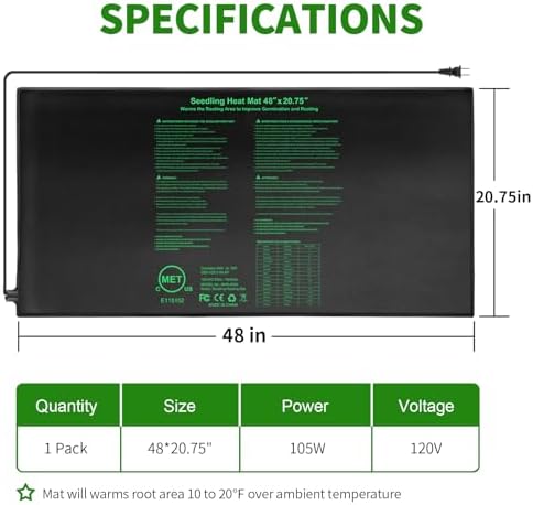 Seedling Heat Mat,20"x20.75" Heat mats for Seed Starting,Waterproof Plant Heating Mat Heating Pad for Seed Germination,Hydroponic Heating Pad Seed Starter - Image 4