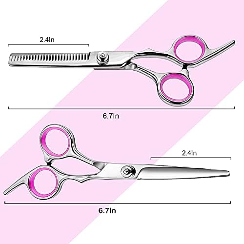 Hair Cutting Scissors Thinning Shears- Fcysy Professional Barber Sharp Hair Scissors Hairdressing Shears Kit with Haircut Accessories in Leather Case for Cutting Styling Hair for Women Men Pet - Image 2