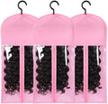 3PCS Hair Extension Holder Dust-proof Bags with Hanger Portable Storage for Multiple Wigs Holder Stand with Transparent Zip Up Closure by AIHOPESTO
