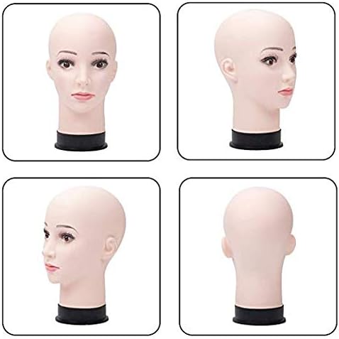 BHD BEAUTY Bald Mannequin Head Beige Female Professional Cosmetology for Wig Making, Display wigs, eyeglasses, hairs with T pins 21'' - Image 6