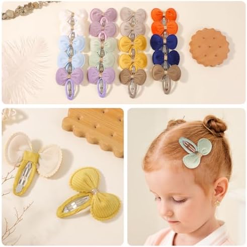 YHXX YLEN 20PCS Baby Bow Hair Clips, Soft Fully Wrapped Toddler Hair Clips - Image 3