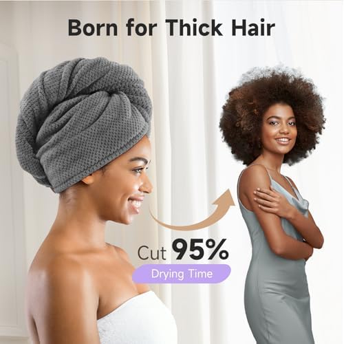 Umisleep 2 Pack Microfiber Hair Towel Wrap for Women Kids, 400 GSM Thicker - Image 2