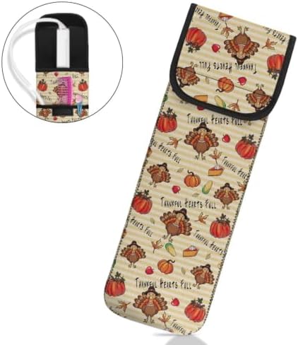 Thanksgiving Turkey Curling Iron Holder Heat Resistant Neoprene Curling Iron Cover Bag with Pocket Curling Iron Organizers and Storage for Hair Straightener, Curling Iron, Flat Iron and Hot Hair Tools - Image 2